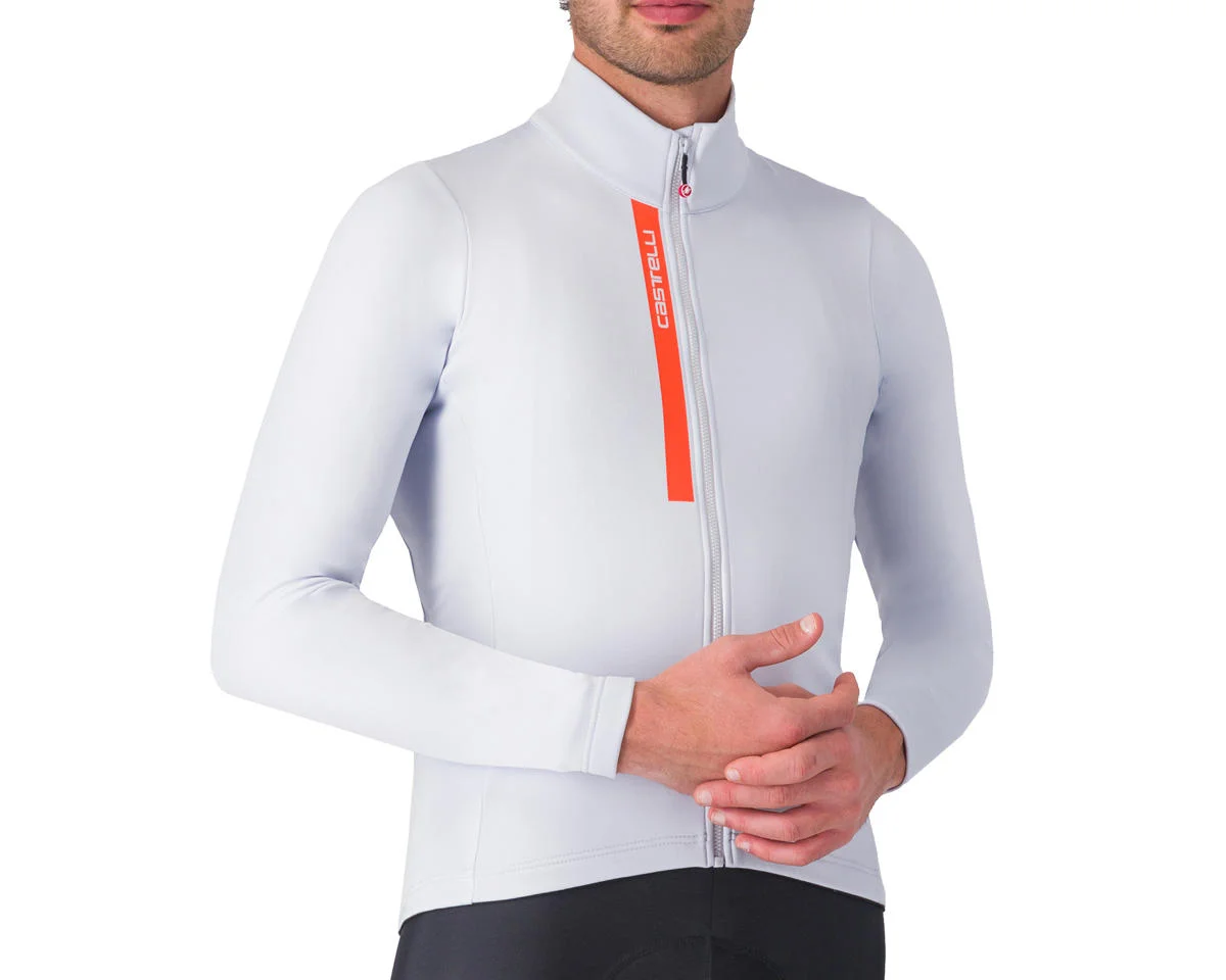 Castelli Entrata Thermal Long Sleeve Jersey (Silver Grey/Brilliant Orange) (M)